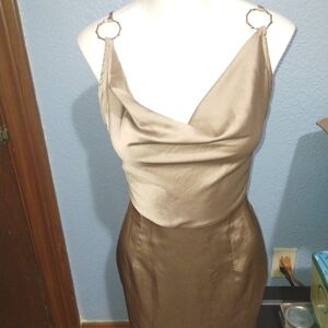 Tan Women's Silky Midi Dress